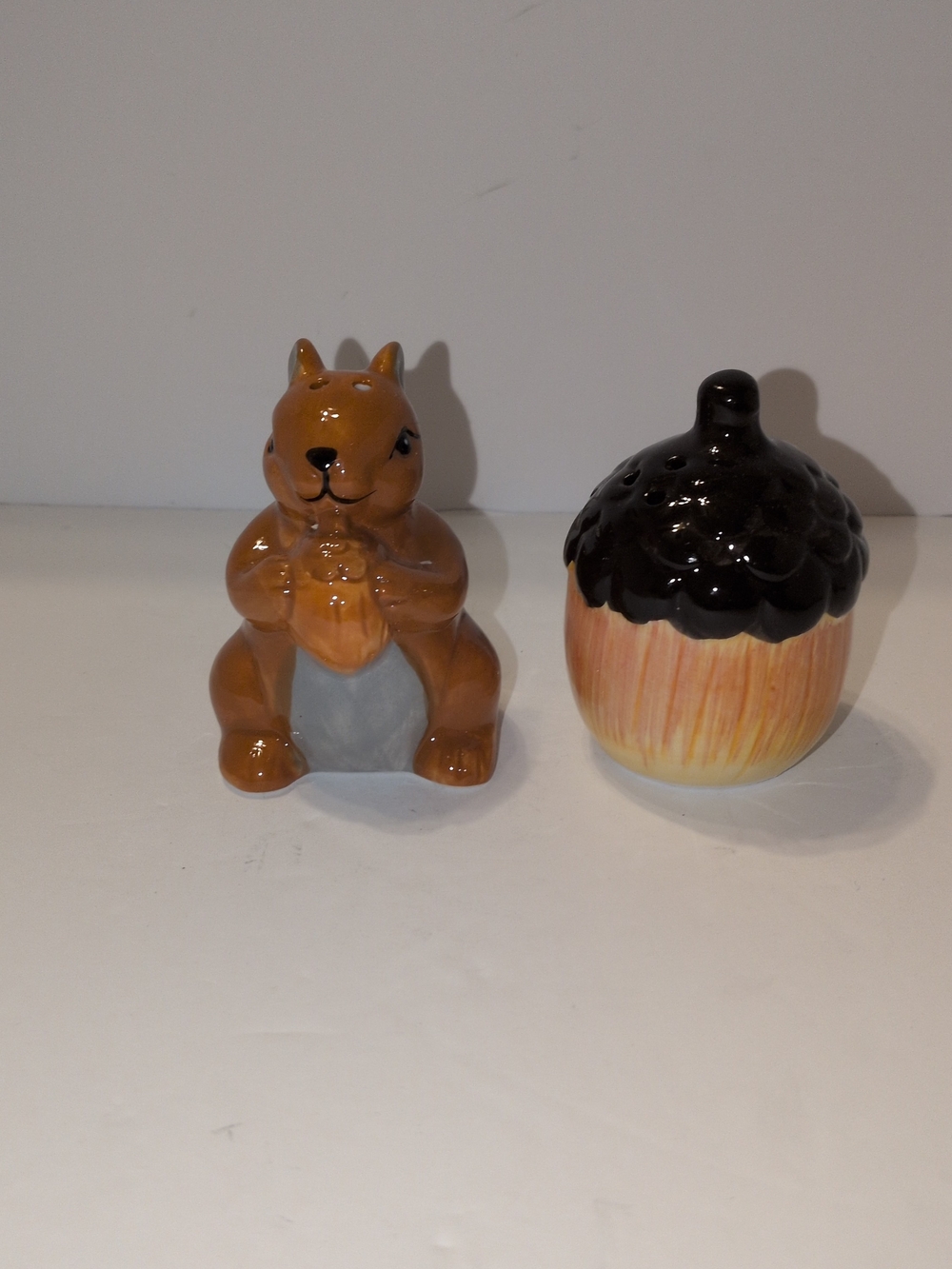 Vintage Ceramic Squirrel and Acorn Salt and Pepper Shakers Never Been Used
